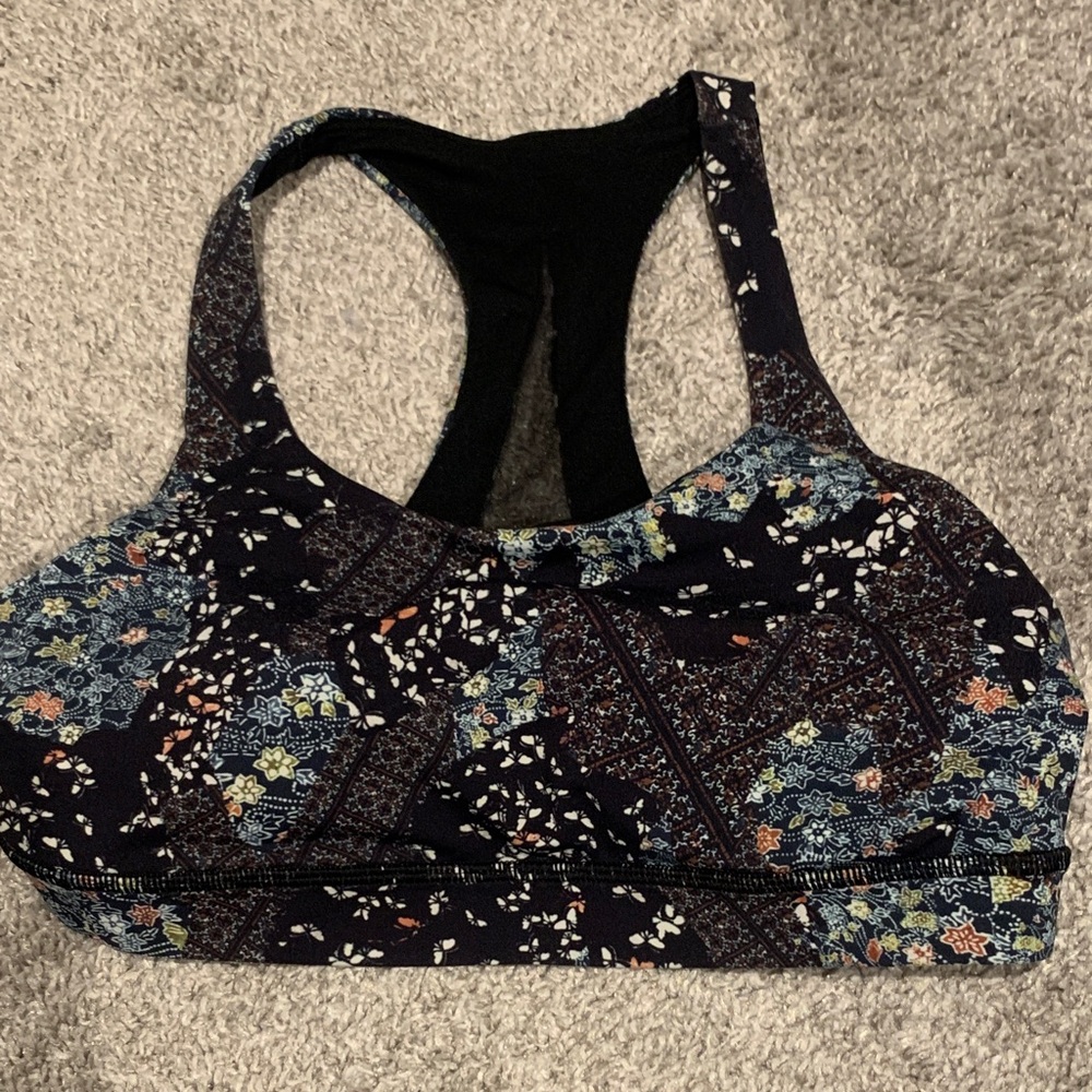 Lululemon Athletica Navy Floral Sports Bra